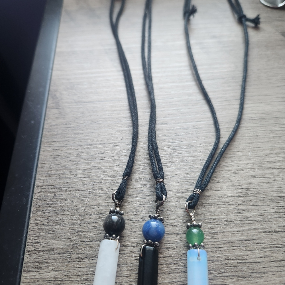 Trio of Stone Pendant Necklaces